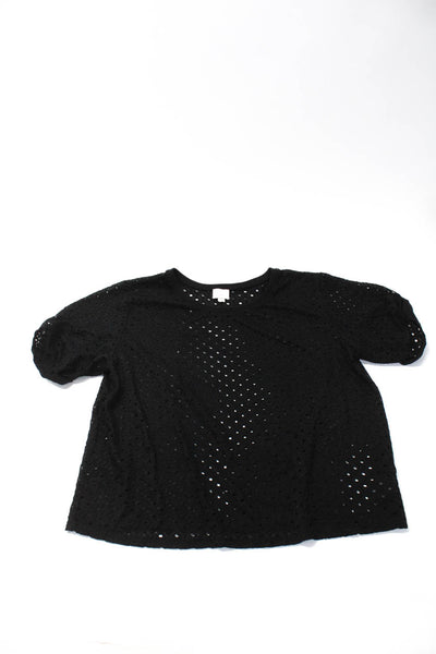 9-H15 STCL Women's Crewneck Short Sleeves Mesh Blouse Black Size L Lot 2