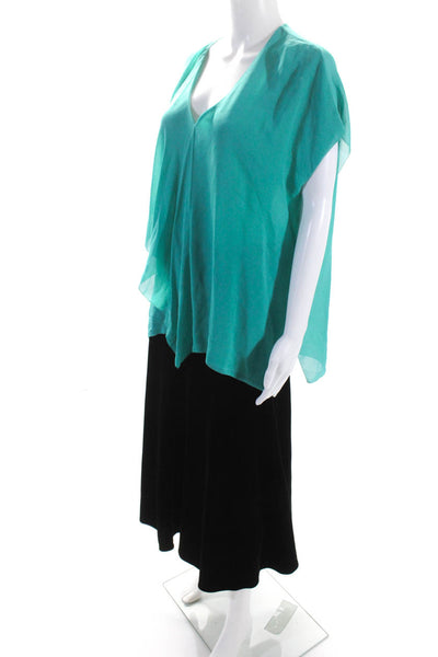 T. Babaton Women's V-Neck Sleeveless Sheer Silk Blouse Green Size L Lot 2