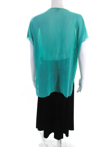 T. Babaton Women's V-Neck Sleeveless Sheer Silk Blouse Green Size L Lot 2