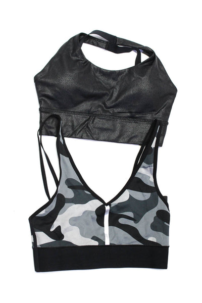 Ultracor Women's V-Neck Strappy Elastic Band Sport Bra Camouflage Size S Lot 2