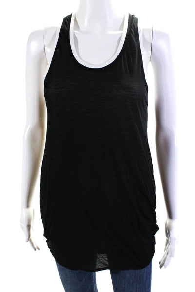 Helmut Lang Womens Jersey Knit Sleeveless Scoop Neck Tank Top Black White Size S