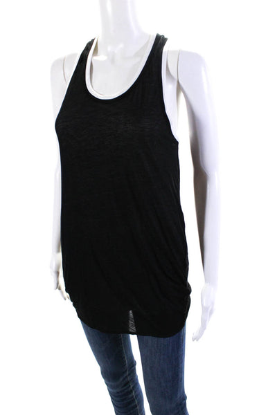 Helmut Lang Womens Jersey Knit Sleeveless Scoop Neck Tank Top Black White Size S