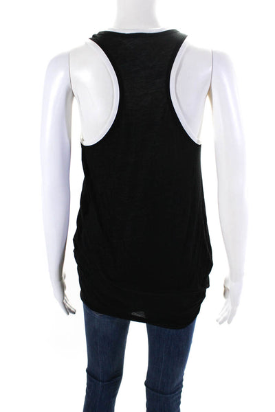 Helmut Lang Womens Jersey Knit Sleeveless Scoop Neck Tank Top Black White Size S