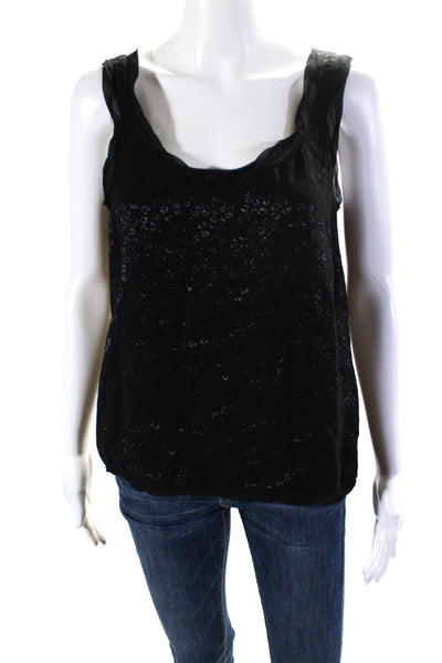 Thakoon Womens Silk Metallic Leopard Print Scoop Neck Tank Blouse Black Size 4