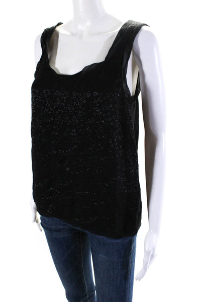 Thakoon Womens Silk Metallic Leopard Print Scoop Neck Tank Blouse Black Size 4