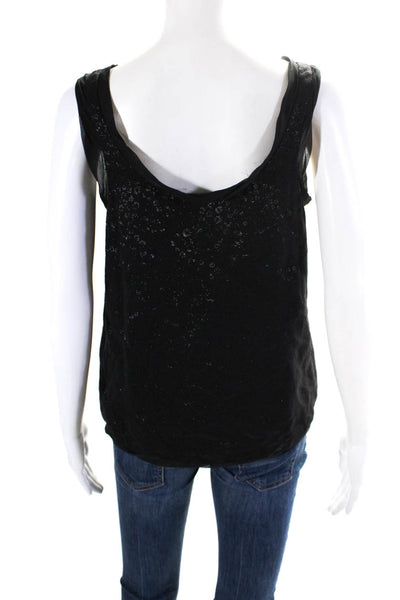 Thakoon Womens Silk Metallic Leopard Print Scoop Neck Tank Blouse Black Size 4