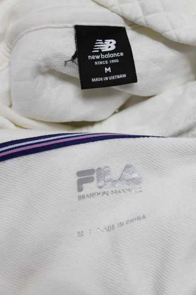 Fila New Balance Womens Logo Quilted Sweaters White Cotton Size Medium Lot 2