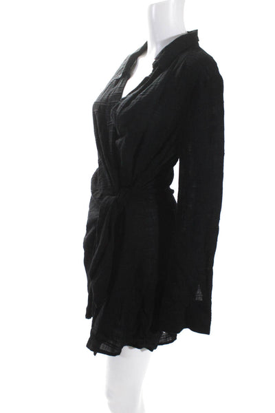 L Space Womens Long Sleeves A Line Wrap Dress Black Size Medium