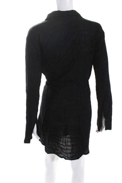 L Space Womens Long Sleeves A Line Wrap Dress Black Size Medium