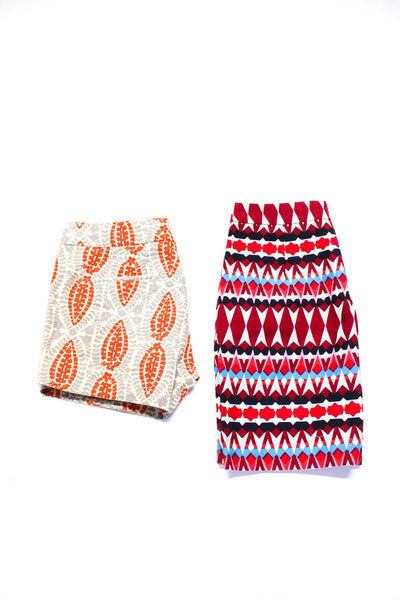 J Crew Womens Cotton Printed Mini Skirt Shorts Red Size 2 Lot 2