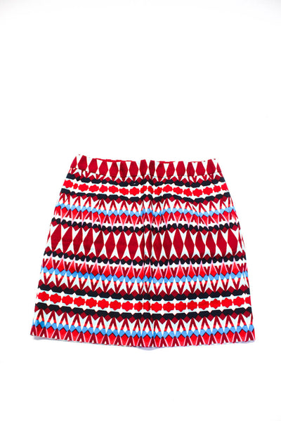 J Crew Womens Cotton Printed Mini Skirt Shorts Red Size 2 Lot 2