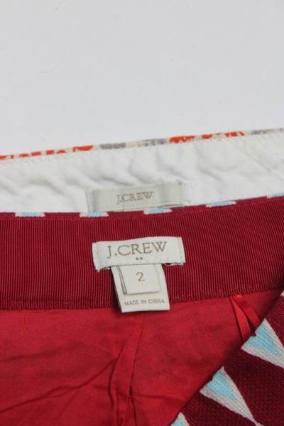 J Crew Womens Cotton Printed Mini Skirt Shorts Red Size 2 Lot 2