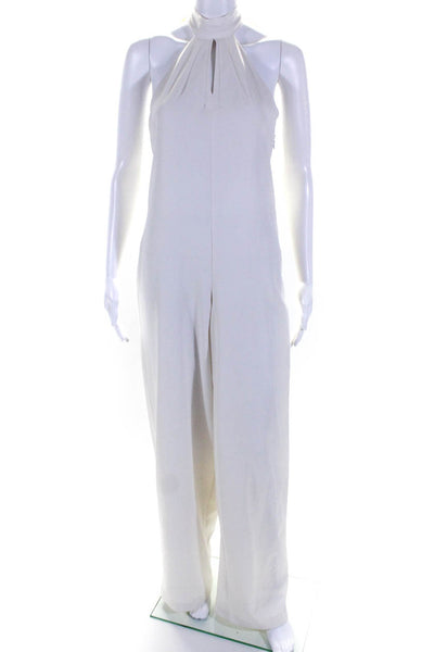 De La Vali Womens Showbiz Halter Jumpsuit White Size 6R 14384899