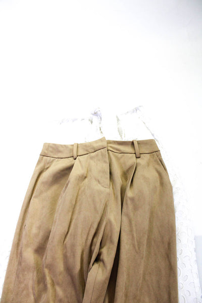 J Crew Zara Womens Eyelet Pants Vegan Suede Trousers White Size XS 2 Lot 2