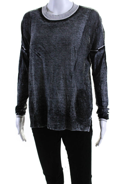 Kokun Womens Bamboo Knit Crew Neck Long Sleeve Pullover Sweater Top Gray Size M