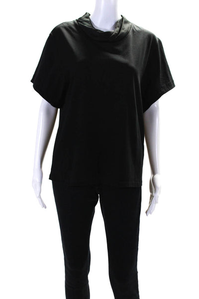 3.1 Phillip Lim Womens Cowl Neck Short Sleeve Tee Shirt Blouse Black Size Large