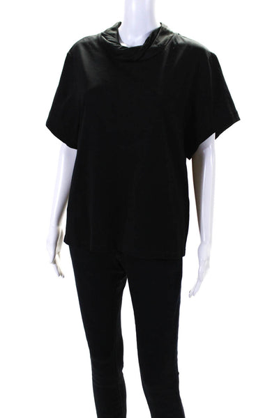 3.1 Phillip Lim Womens Cowl Neck Short Sleeve Tee Shirt Blouse Black Size Large