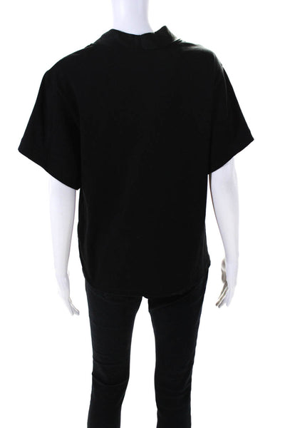 3.1 Phillip Lim Womens Cowl Neck Short Sleeve Tee Shirt Blouse Black Size Large