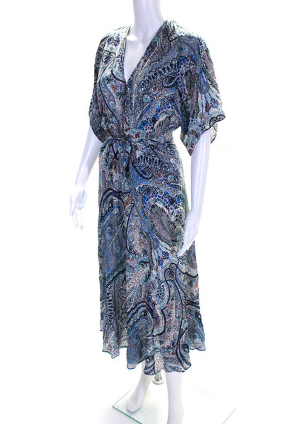Ba&Sh Womens Paisley Print V Neck A Line Maxi Dress Multi Colored Size 0