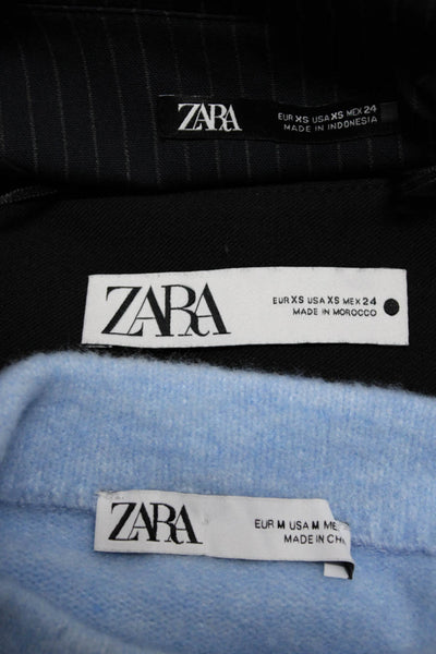 Zara Womens Sweater Vests Blue Black Size Medium Extra Small Lot 3