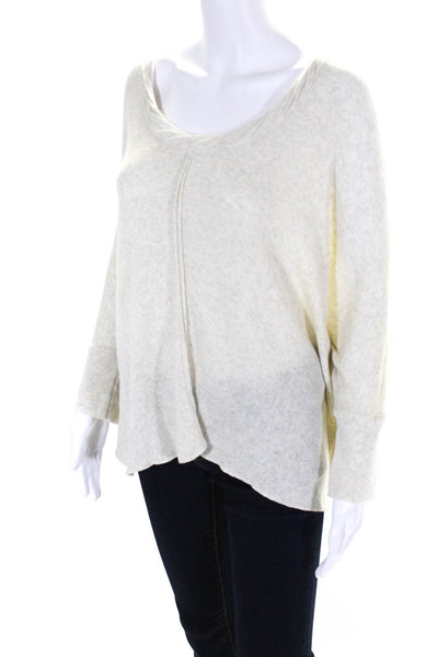 Free People Womens Cotton Knit Scoop Neck 3/4 Sleeve Sweater Top Beige Size S