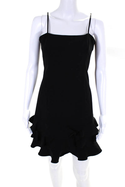 Bardot Womens Crepe Tiered Ruffled Hem Shift Cocktail Dress Black Size 8