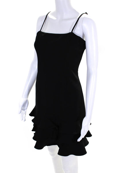 Bardot Womens Crepe Tiered Ruffled Hem Shift Cocktail Dress Black Size 8