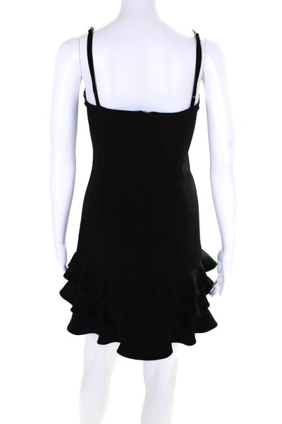 Bardot Womens Crepe Tiered Ruffled Hem Shift Cocktail Dress Black Size 8