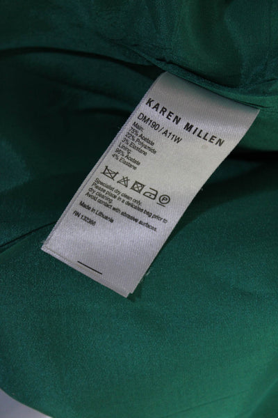 Karen Millen Womens Satin Ruched Bodice Split Hem Sheath Dress Pine Green Size 6