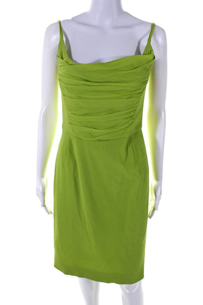 Dolce & Gabbana Womens Silk Chiffon Ruched Sleeveless Mini Dress Green Size 46