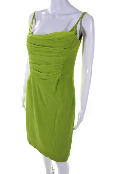Dolce & Gabbana Womens Silk Chiffon Ruched Sleeveless Mini Dress Green Size 46