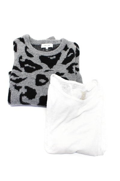 Chaser John + Jenn Womens Ribbed Tee Shirt Leopard Sweater Small Medium Lot 2