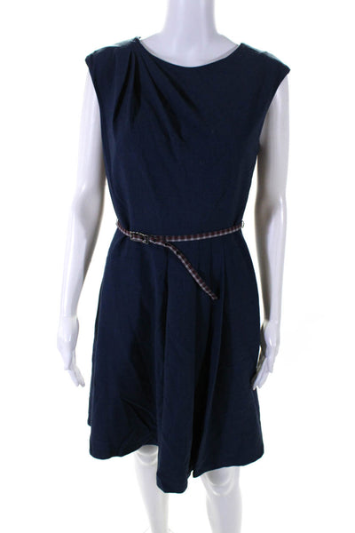 Calvin Klein Womens Woven Sleeveless Belted A-Line Midi Dress Blue Size 6