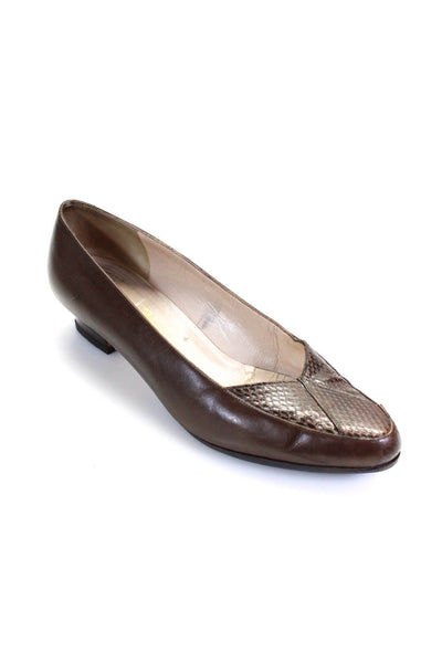 Salvatore Ferragamo Womens Textured Leather Pointed Toe Loafers Brown Size 8B