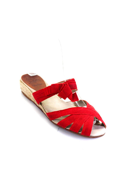 Christian Louboutin Womens Slide On Wedge Espadrille Sandals Red Size 35 5