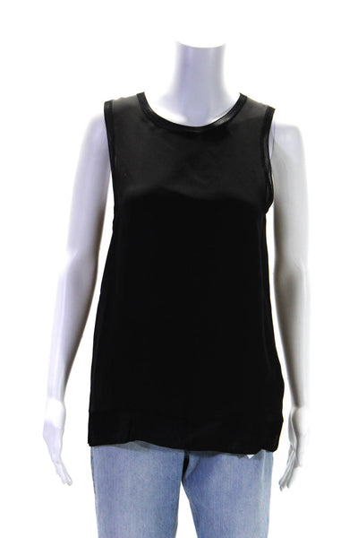 Theory Womens Silk Ribbed Trim Pullover Tank Top Black Size Small