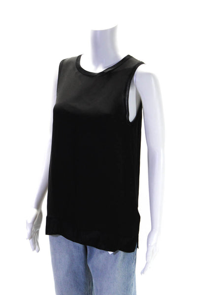 Theory Womens Silk Ribbed Trim Pullover Tank Top Black Size Small