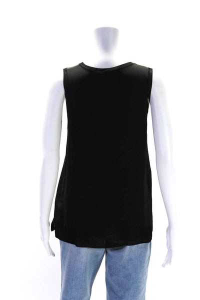 Theory Womens Silk Ribbed Trim Pullover Tank Top Black Size Small