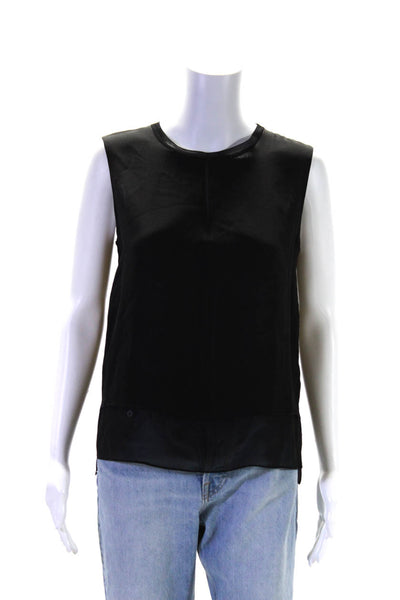 Vince Womens Silk Blend Crew Neck Layered Tank Top Black Size Small