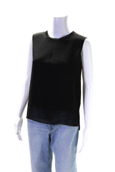 Vince Womens Silk Blend Crew Neck Layered Tank Top Black Size Small