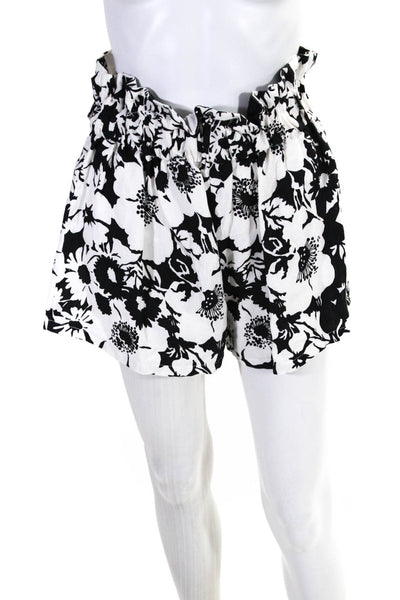 Faithfull The Brand Womens Floral Printed Paper Bag Waist Shorts White Size L