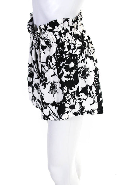 Faithfull The Brand Womens Floral Printed Paper Bag Waist Shorts White Size L