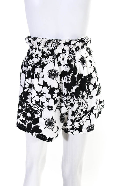 Faithfull The Brand Womens Floral Printed Paper Bag Waist Shorts White Size L