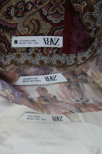 Zara Womens Long Blouses Tops White Size L M Lot 3