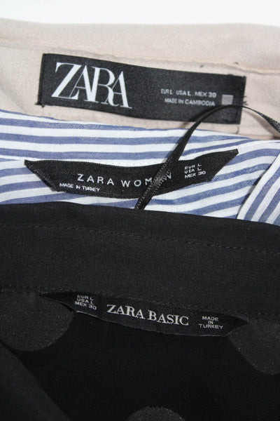 Zara Womens Blouses Tops Shacket Black Size L Lot 3