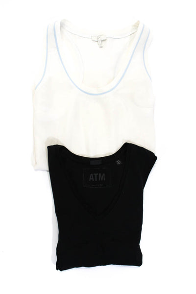 Joie ATM Womens Racerback Tank Blouse V-Neck Shirt Top White Black Size M Lot 2