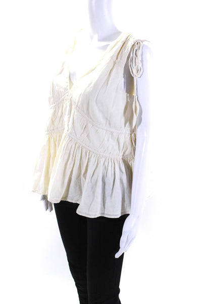 Tory Burch Womens Sleeveless Side Tie Blouse White Size 2 13911523