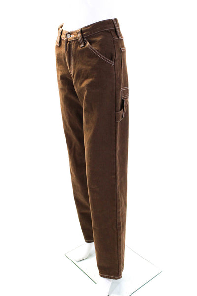 John Galt Womens High Waist Straight Leg Jeans Carpenter Pants Brown Size Small