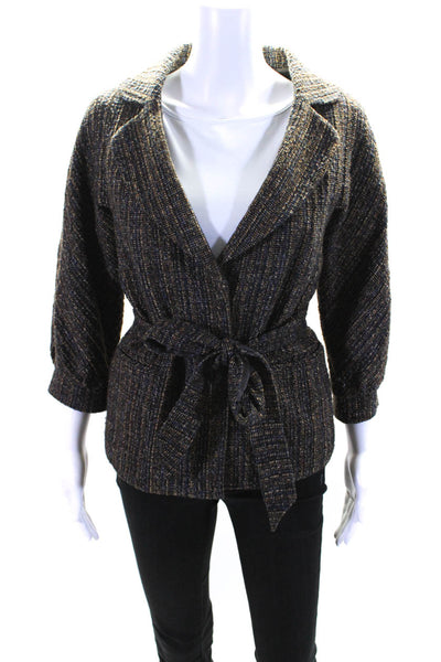 Rebecca Taylor Womens Wool Tweed Two Button Blazer Jacket Multicolor Size 10