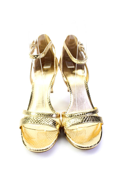 Michael Michael Kors Womens Gold Metallic Leather KIMBERLY SANDALS Shoes Size 6M